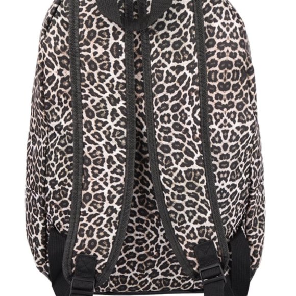 LEOPARD PRINTED NYLON BACK PACK NWT L:16" W:15" D:5" DL:29" animal print… - Picture 4 of 6
